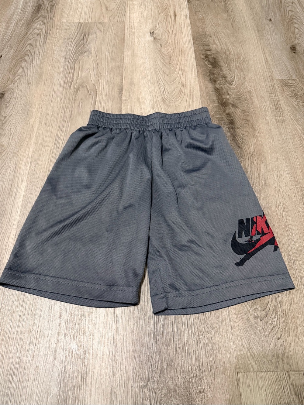 Jordan Youth Dark Gray Athletic Shorts with Red Jumpman